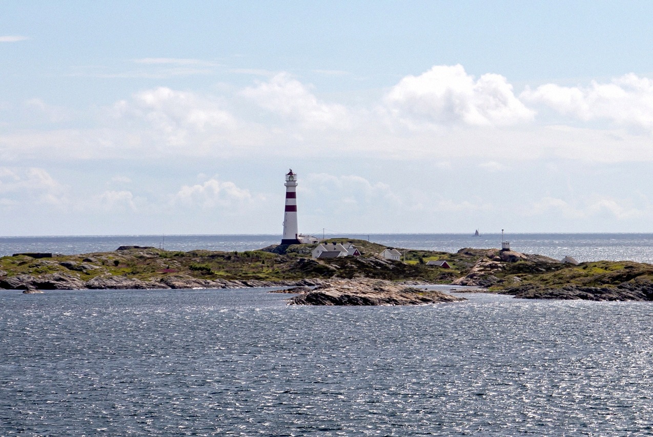 Oksøy lighthouse off Kristiansand, seen from the ferry